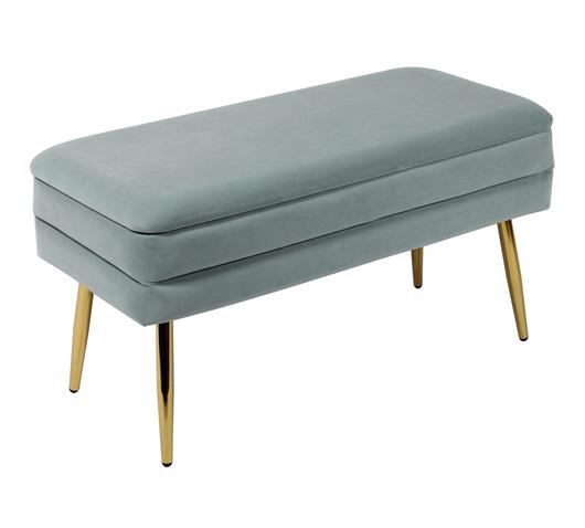 Ziva Sea Blue Velvet Storage Bench by tov furniture