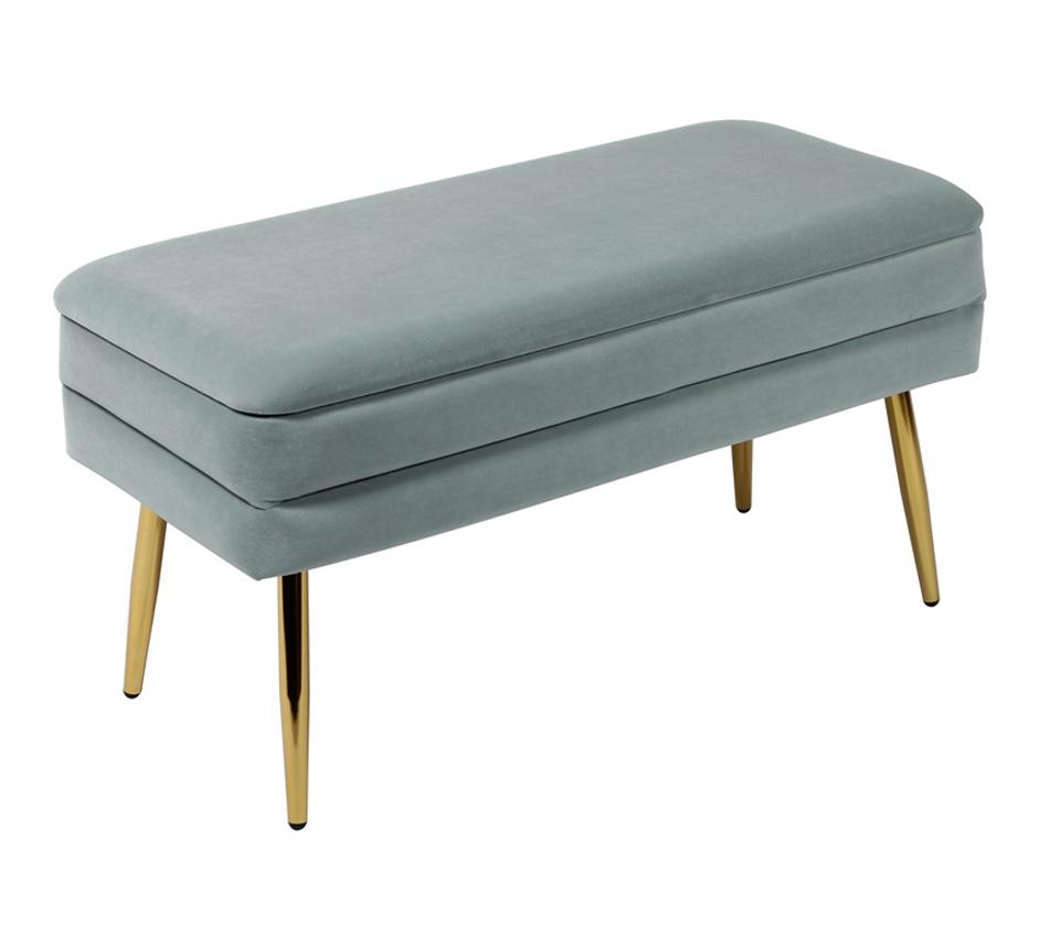 Ziva Sea Blue Velvet Storage Bench by tov furniture