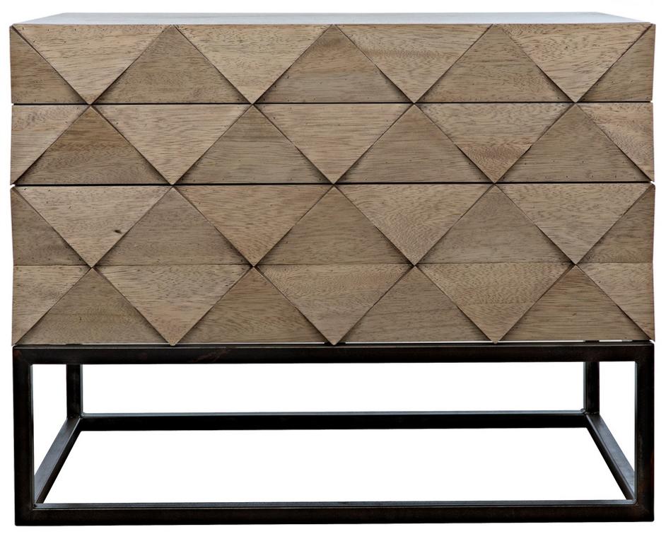 Draco Washed Walnut Sideboard on Matte Black Industrial Steel Stand by Noir Furniture