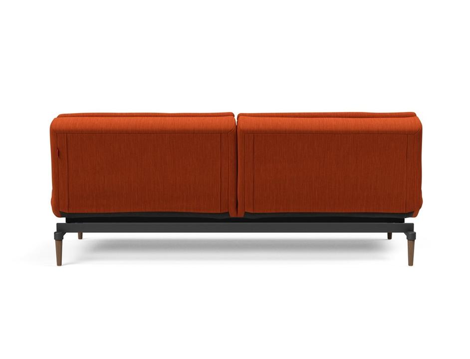 DUBLEXO SLEEPER SOFA in ELEGANCE PAPRIKA FABRIC WITH Dark Wood LEGS 506 by INNOVATION USA