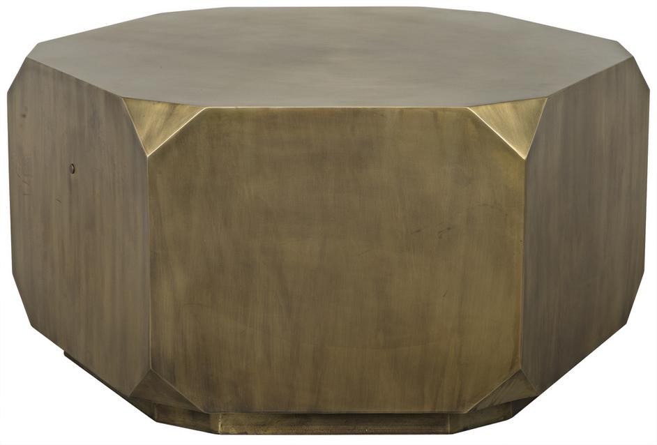Tytus Octagonal Coffee Table in Aged Brass Industrial Steel by Noir Furniture