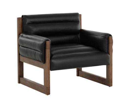 FERGUSON LOUNGE CHAIR - VINTAGE BLACK NIGHT LEATHER by Sunpan