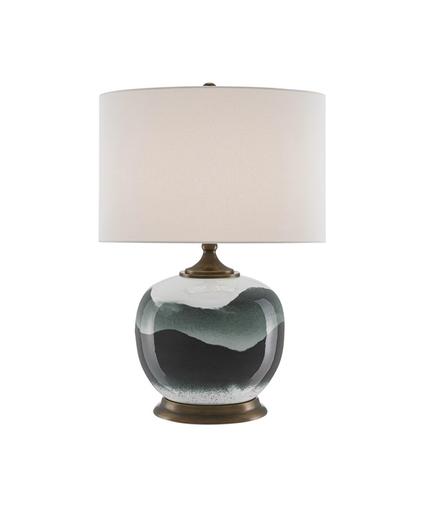 Boreal Table Lamp In White & Green & Antique Brass by Currey & Company
