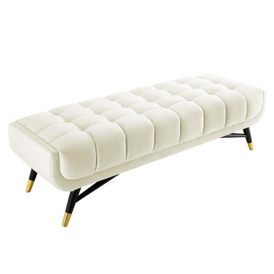 Scholar 60" Performance Velvet Bench In Ivory by Modway Furniture