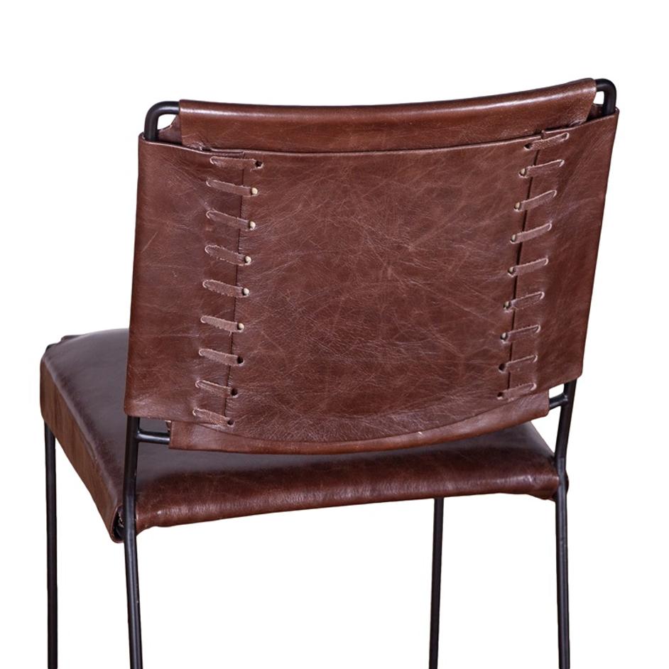 New York Iron and Chocolate Leather Dining Chair by Home Trends & Design