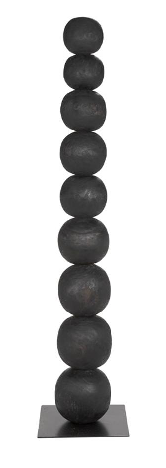 Alpha Munggur and Industrial Steel Sculpture in Burnt Black Finish by Noir Furniture