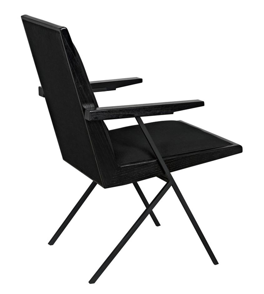 Henderson Sungkai/Mindi and Industrial Steel Chair in Charcoal Black with Black Cotton Fabric by Noir Furniture