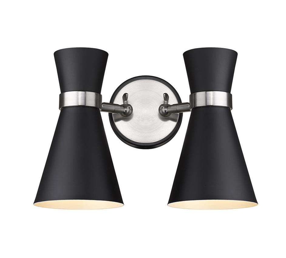 Soriano 2 Light Wall Sconce in Matte Black + Brushed Nickel Finish by Z-Lite