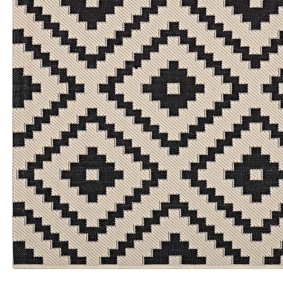 Oliveros  Geometric Diamond Trellis 5X8 Indoor And Outdoor Area Rug In Black And Beige by Modway Furniture