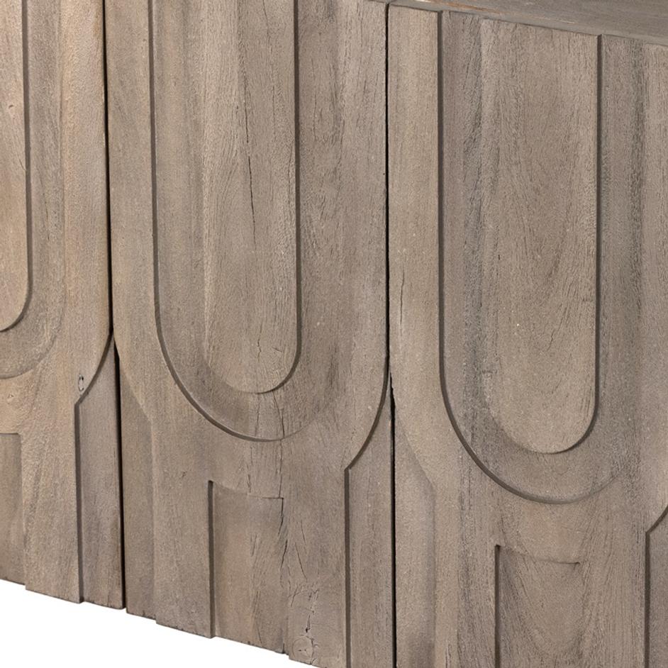 Rivka Media Console In Aged Grey by FOUR HANDS