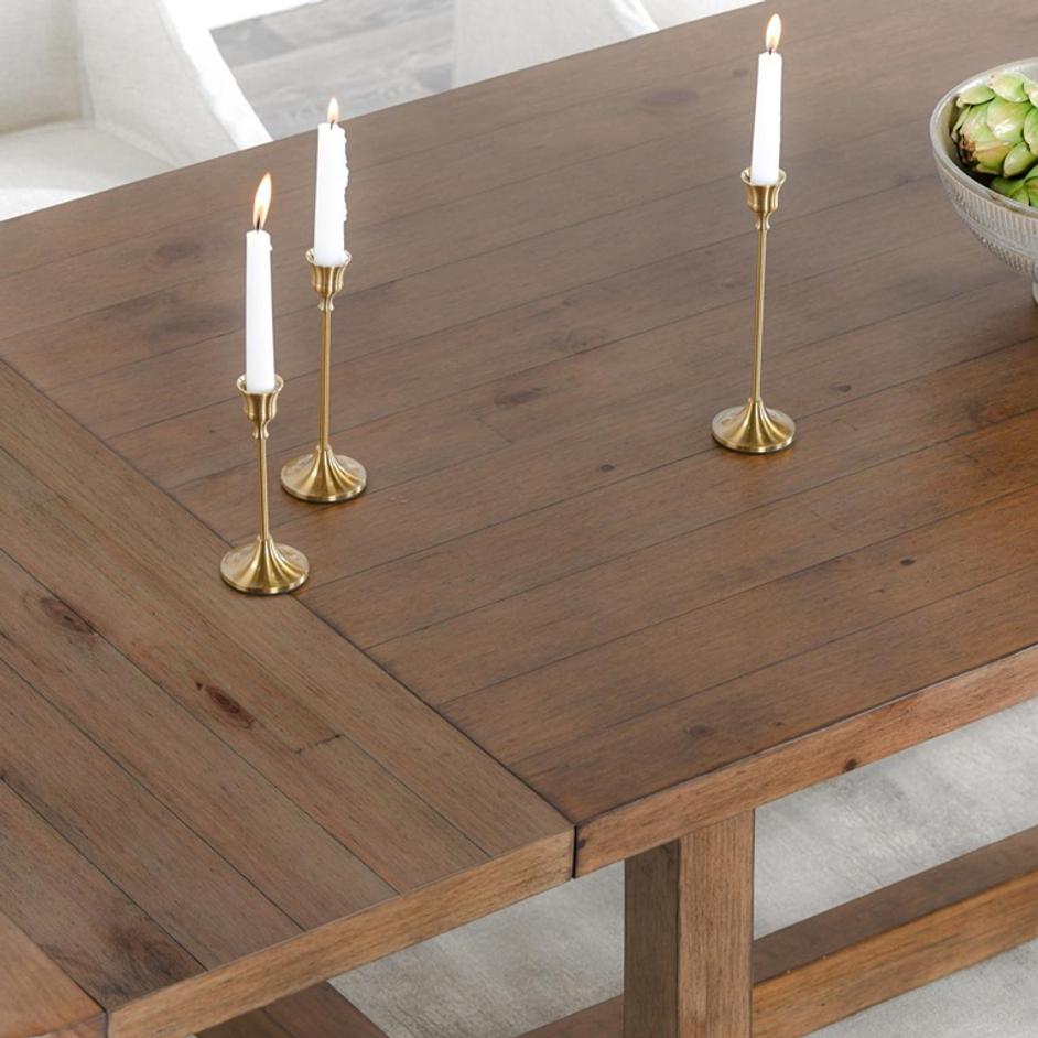 Lyra Pine Wood 80-110" Ext Dining Table Smoke Brown by Classic Home