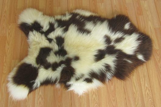 Thick Soft Ivory and Brown Sheepskin by Aster International
