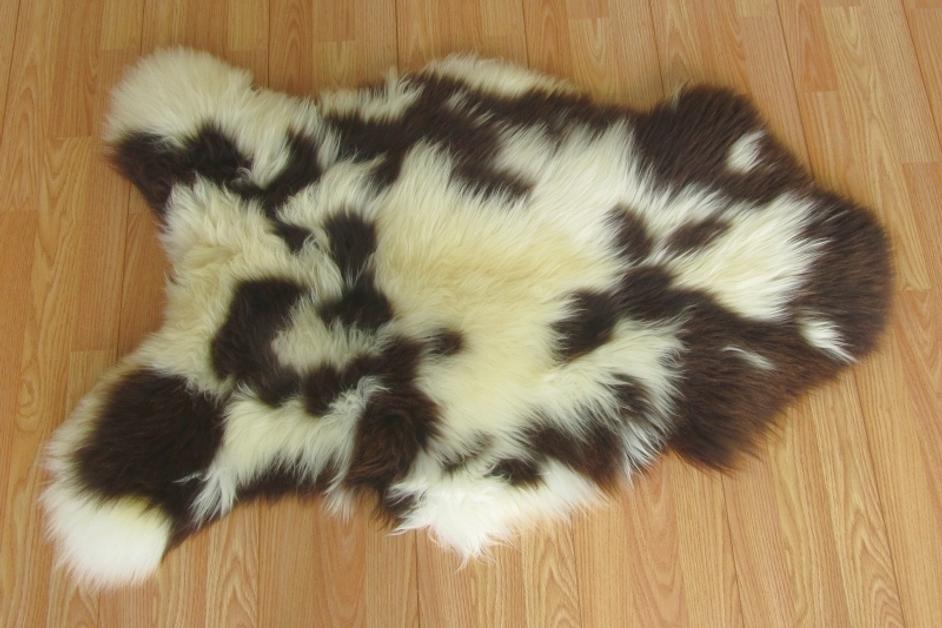 Thick Soft Ivory and Brown Sheepskin by Aster International