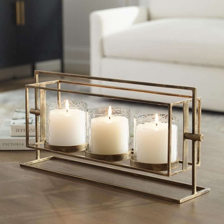Wenman Gold Triple Candleholder by Uttermost
