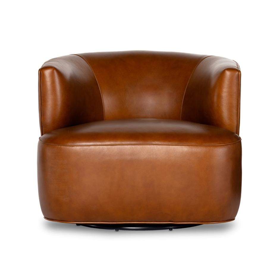 Mila Swivel Chair In Riviera Cognac by FOUR HANDS