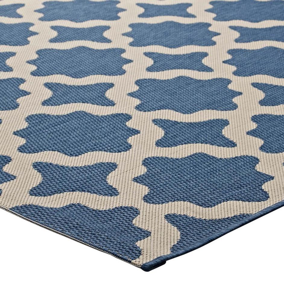 Selena Moroccan Trellis 8X10 Indoor And Outdoor Area Rug In Blue And Beige by Modway Furniture