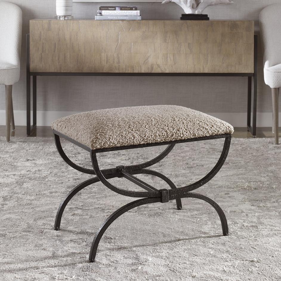 Hacienda Plush Latte Small Bench by Uttermost
