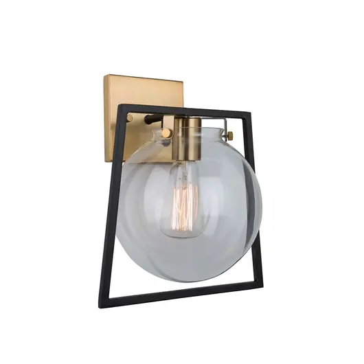 Bridgetown 1 Light Wall Mount in Black & Harvest Brass by Artcraft