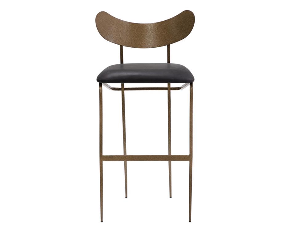 GIBBONS BARSTOOL - ANTIQUE BRASS - CHARCOAL BLACK LEATHER by Sunpan