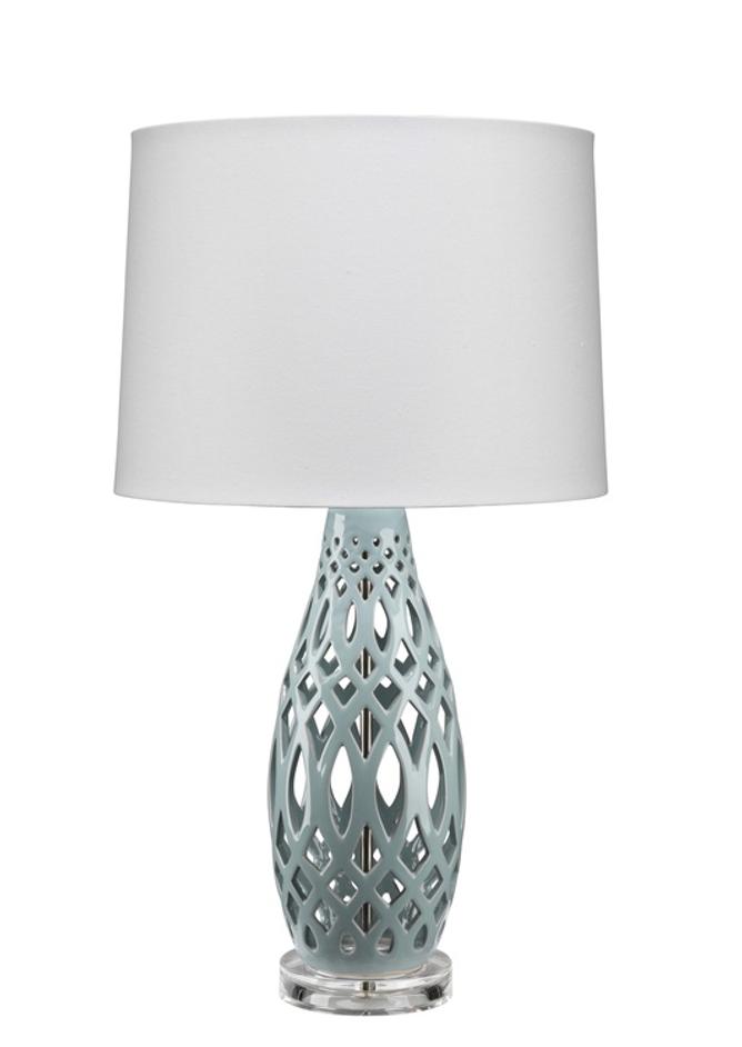 Filigree Ceramic Table Lamp, Blue by Jamie Young