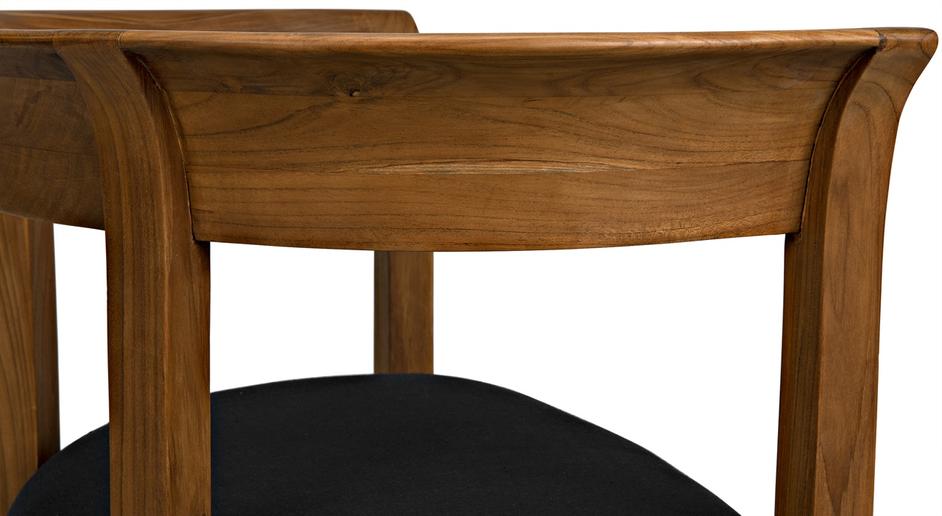 Webster Teak Club Chair with Satin Clear Coat and Black Cotton Cushion by Noir Furniture