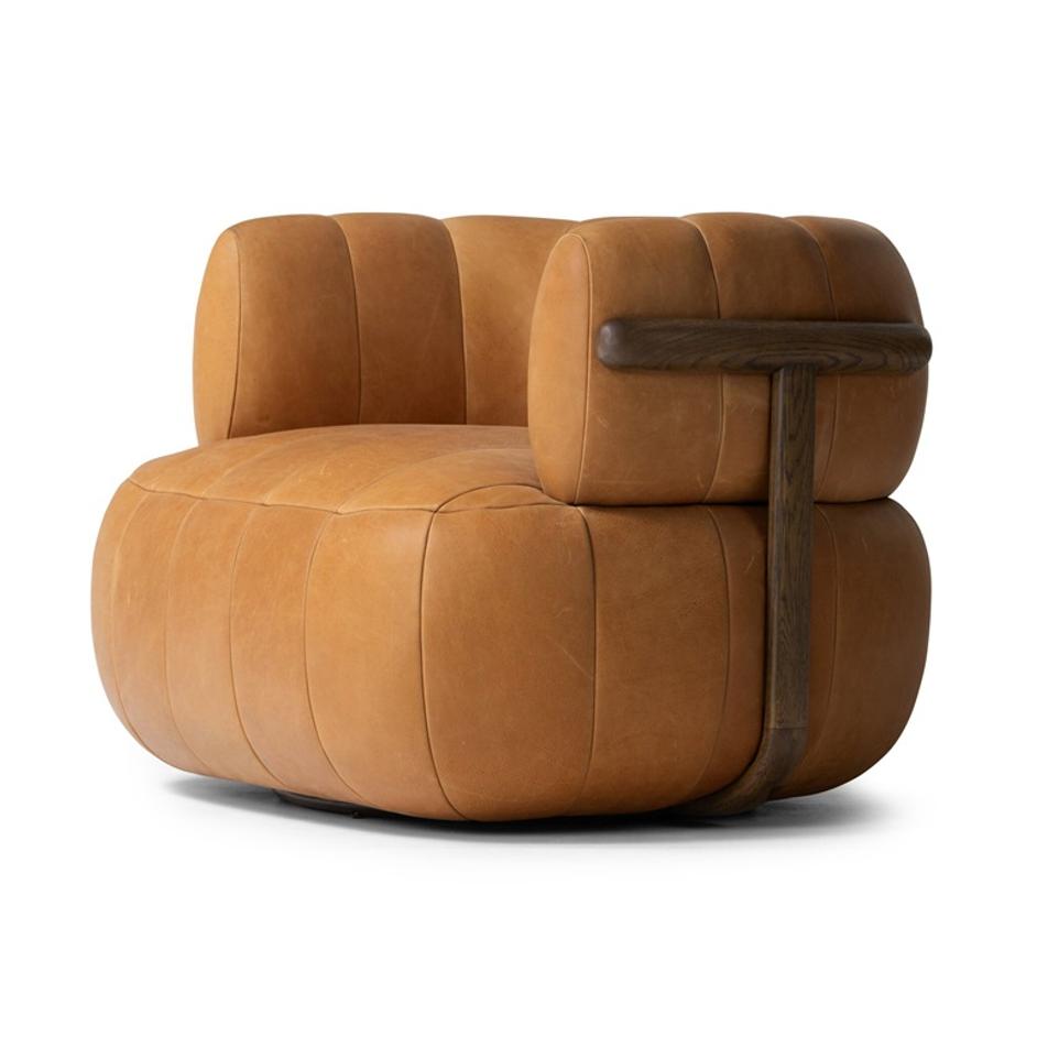 Doss Swivel Chair In Terra Brown Oak by Four Hands