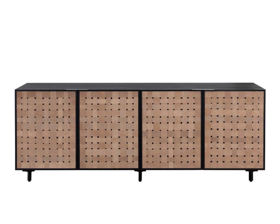 OMARI SIDEBOARD - LARGE - SUEDE LIGHT TAN LEATHER by Sunpan