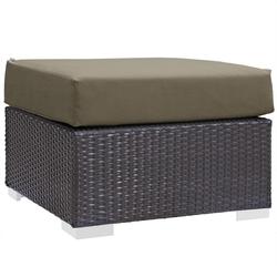 Minerva Outdoor Patio Fabric Square Ottoman In Espresso Mocha by Modway Furniture