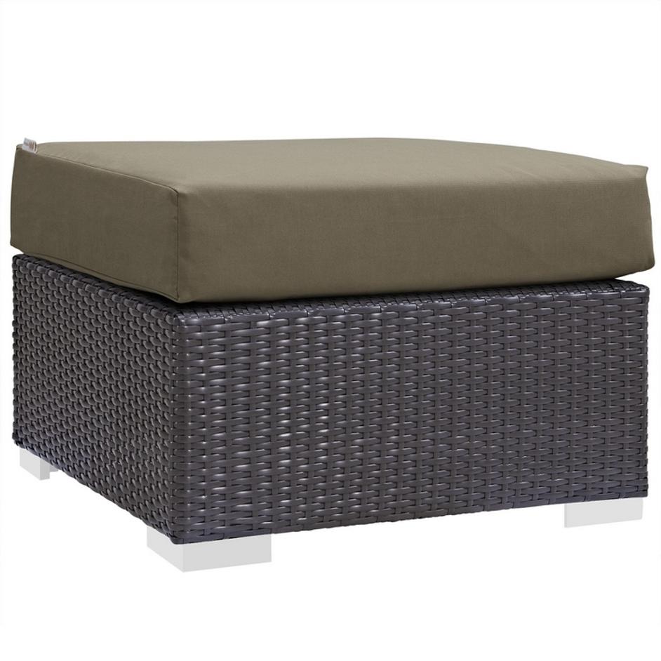 Minerva Outdoor Patio Fabric Square Ottoman In Espresso Mocha by Modway Furniture