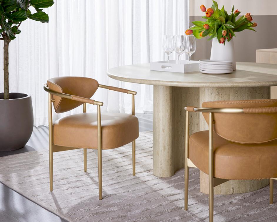HELOISE DINING ARMCHAIR - MILLIKEN COGNAC by Sunpan