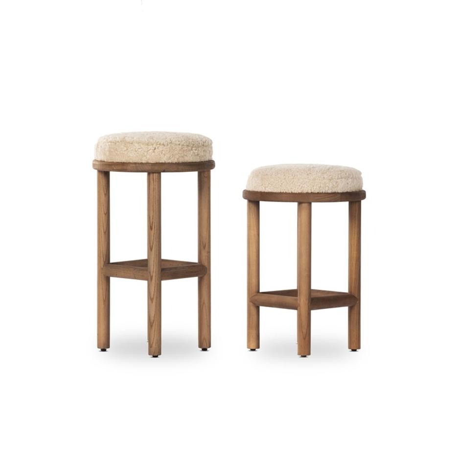 Saldino Stool - Beige Shearling by Four Hands