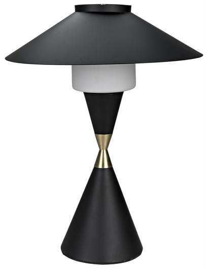 Lucia Table Lamp, Black Steel with Mb Detail by Noir Furniture