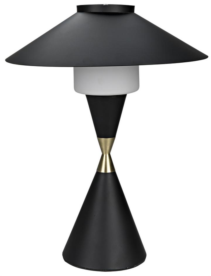 Lucia Table Lamp, Black Steel with Mb Detail by Noir Furniture
