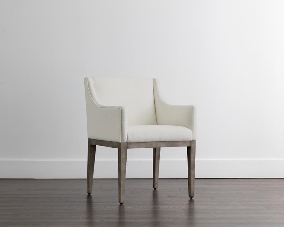 MALIK DINING ARMCHAIR - ASH GREY - LINOSO IVORY by Sunpan