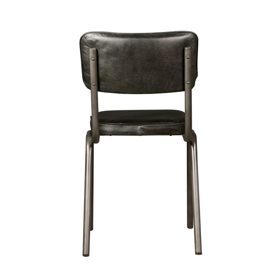 Bill 17" Ebony Leather and Iron Dining Chair by Home Trends & Design