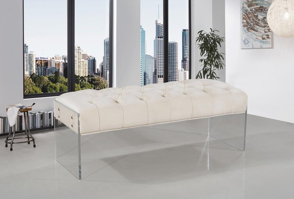 Mathew Bench In Cream Velvet by Meridian Furniture