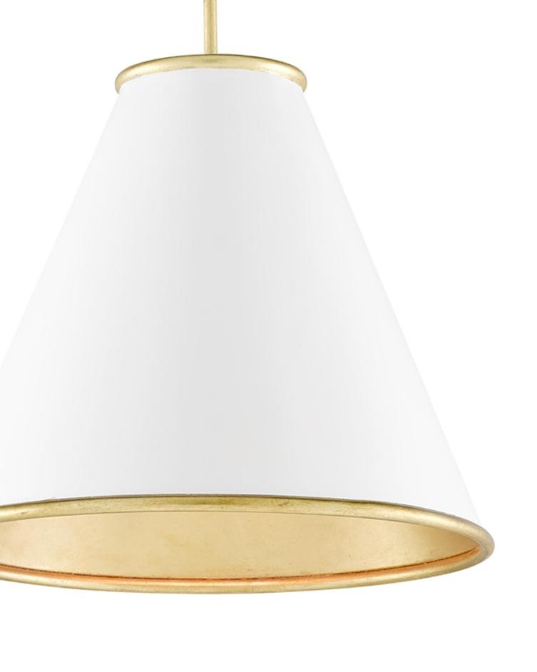 Pierrepont White Small Pendant In White & Gold by Currey & Company