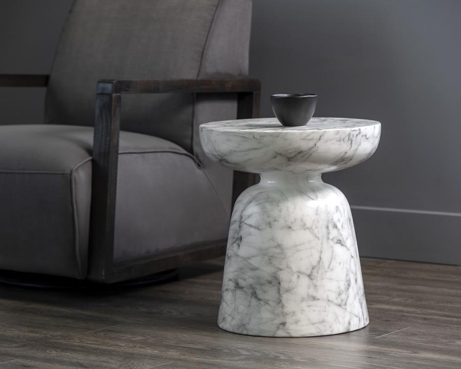 Lucida End Table - Marble Look - White by Sunpan