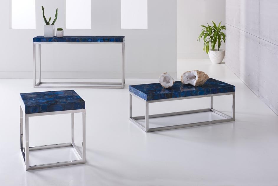 Agate Console Table, Stainless Steel Base by PHILLIPS COLLECTION