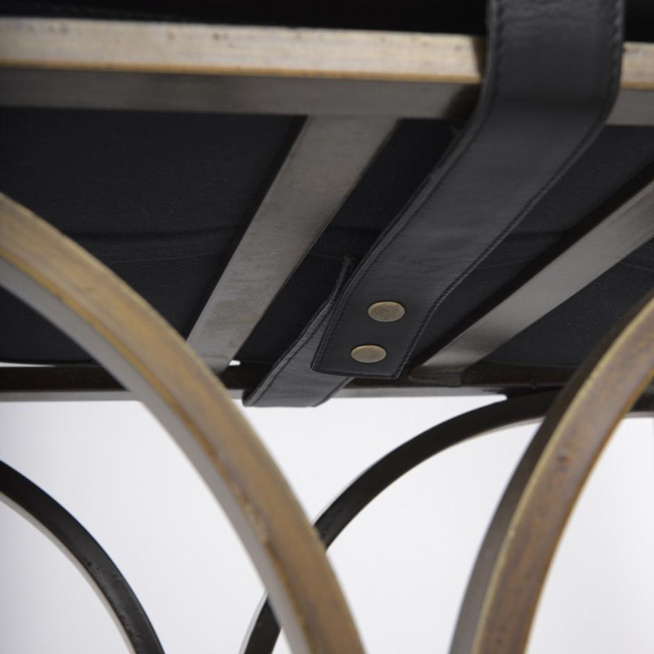 Jessie 55L x 16W Black Leather Seat W/Gold Metal Base Accent Bench by Mercana