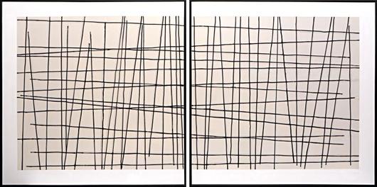 Crosshatch (set Of 2) - 48" X 48" - Black Floater Frame by Sunpan