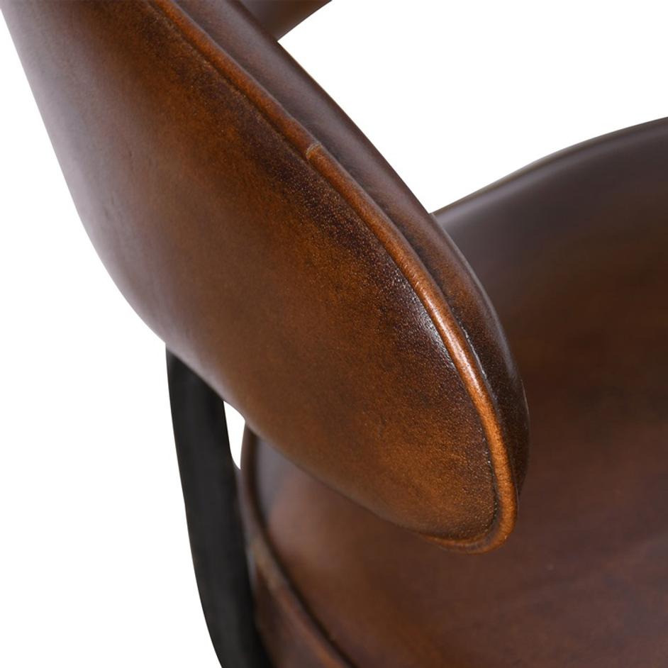 Dover Armchair, Hand Washed Chestnut Leather by Home Trends & Design