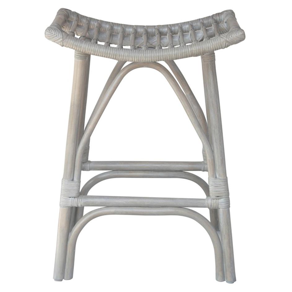 Imari Rattan Counter Stool In Gray White Washed  by New Pacific Direct