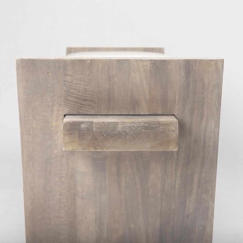 Elaine I 58L x 14.75W x 20H Brown Wood Upholstered Cream Seat Entryway Bench by Mercana