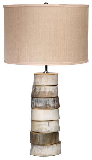 Stacked Horn Table Lamp with Elephant Drum Shade by Jamie Young