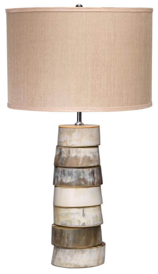 Stacked Horn Table Lamp with Elephant Drum Shade by Jamie Young