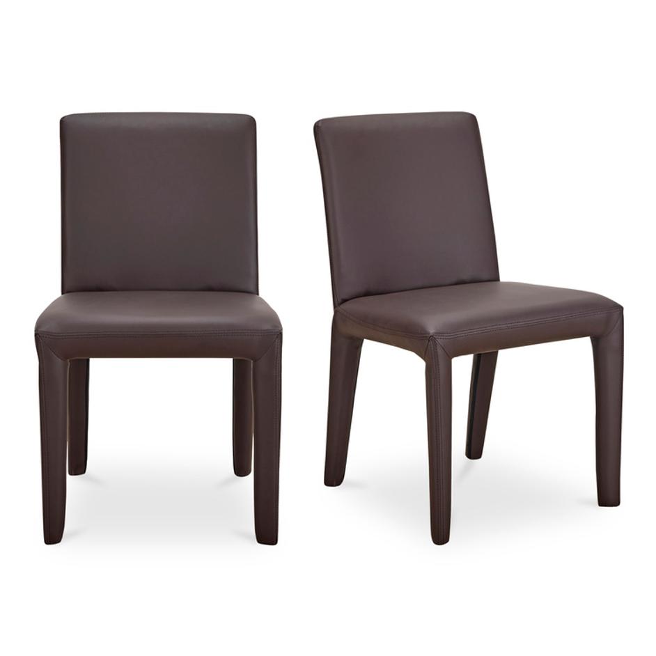 Monte Dining Chair Dark Brown Vegan Leather - Set Of Two by Moes Home