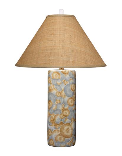 Serene Ceramic Table Lamp with Raffia Shade by Jamie Young