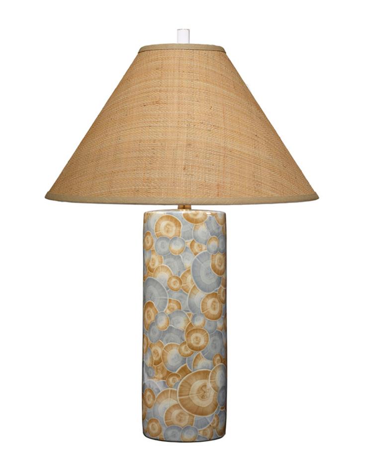 Serene Ceramic Table Lamp with Raffia Shade by Jamie Young