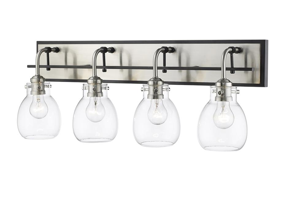 Kraken 4 Light Vanity in Matte Black + Brushed Nickel Finish by Z-Lite
